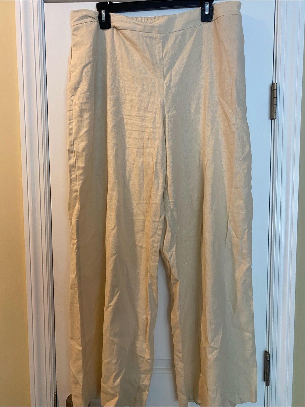 Catherine Malandrino Linen Stretch Cream Wide Leg Stretch Waistband Pants NWOT